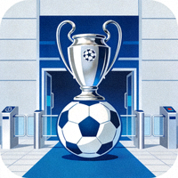欧冠赛事频道入口图标，欧冠奖杯与足球